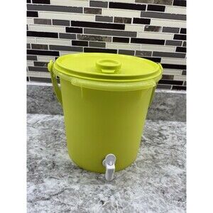 Tupperware Jumbo Canister 5L Yellow/Green  Kitchen Beverage Push Button Handle